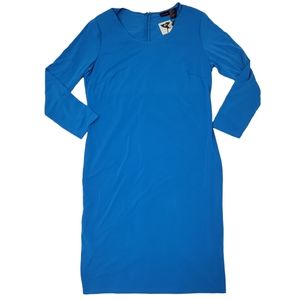 Shape FX Lycra 3/4 Sleeve Shapewear Dress w/ Shoulder Pads, Blue